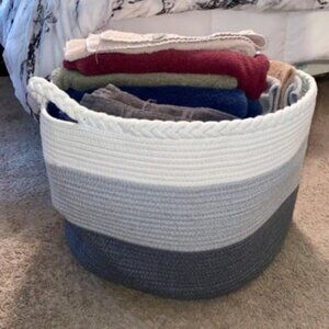 XL Blanket Basket, Storage Basket, Laundry Basket, 21.7”x 13.8”, Laundry Hamper